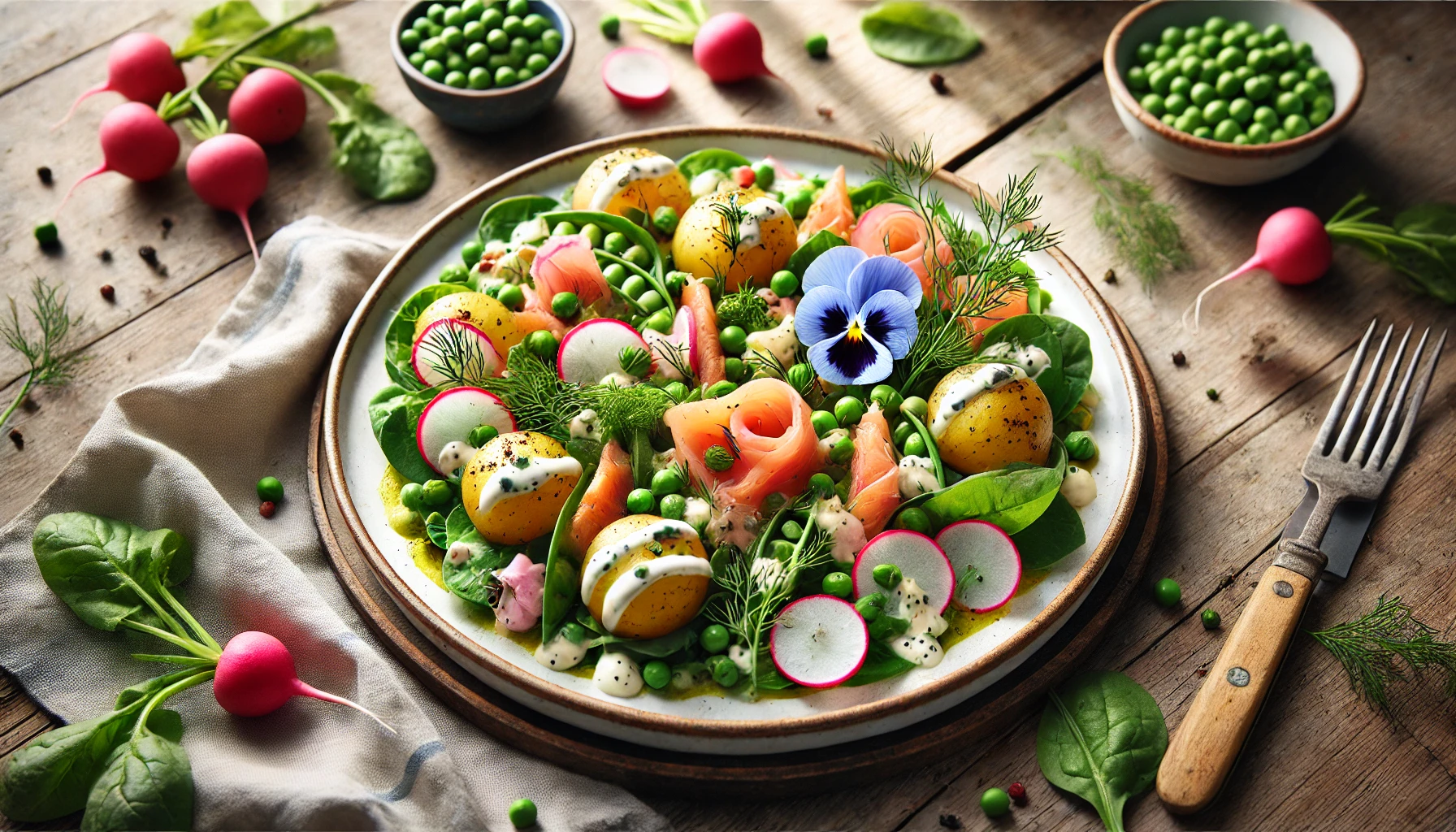 Dansk Sommersalat med Nye Kartofler, Radiser og Røget Laks