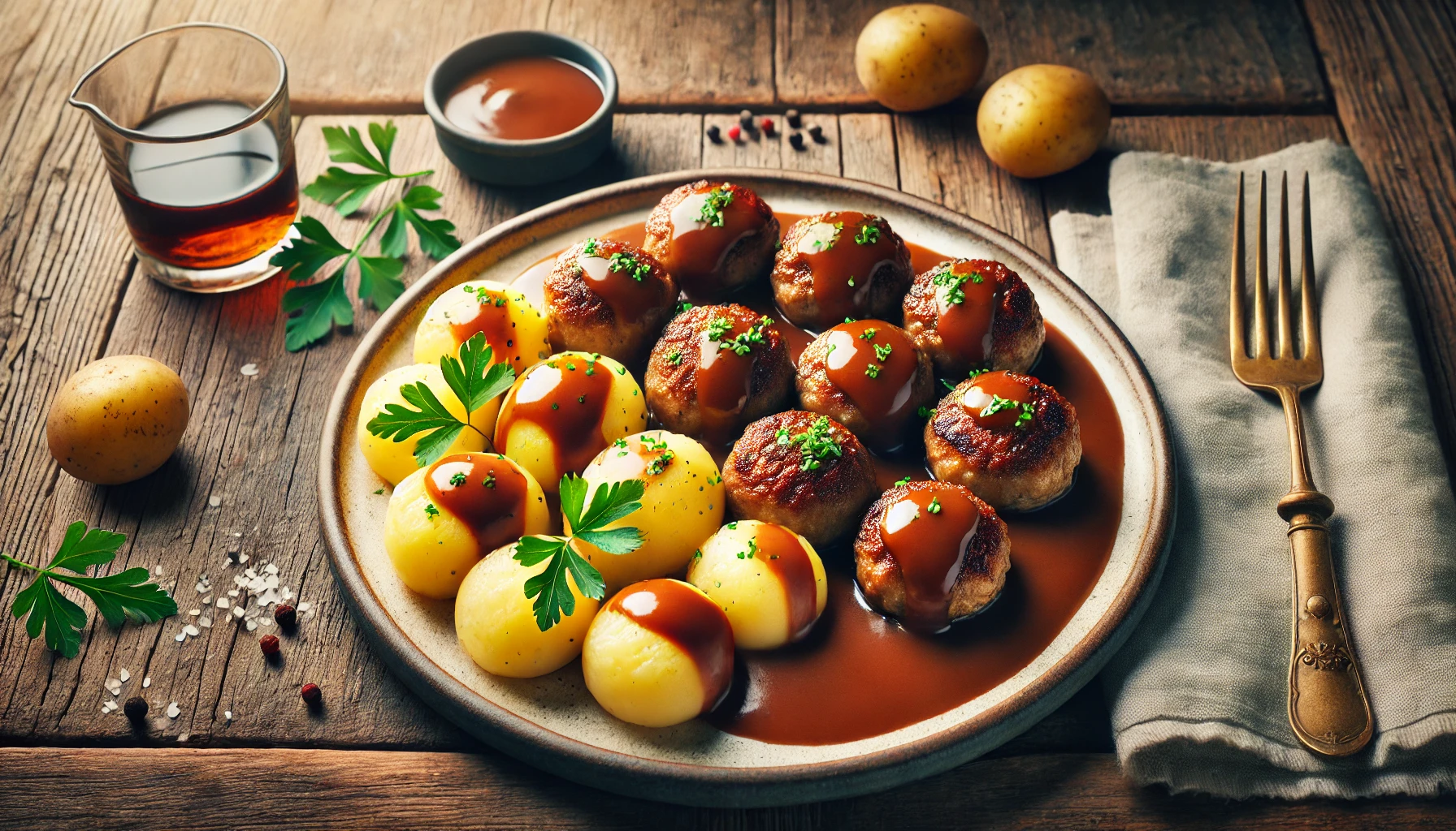 Frikadeller med Brun Sovs og Kartofler
