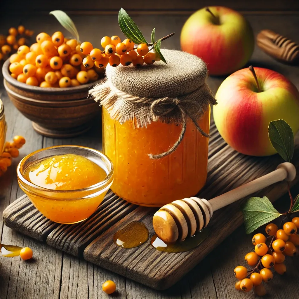 Æble-havtorn-syltetøj med honning
